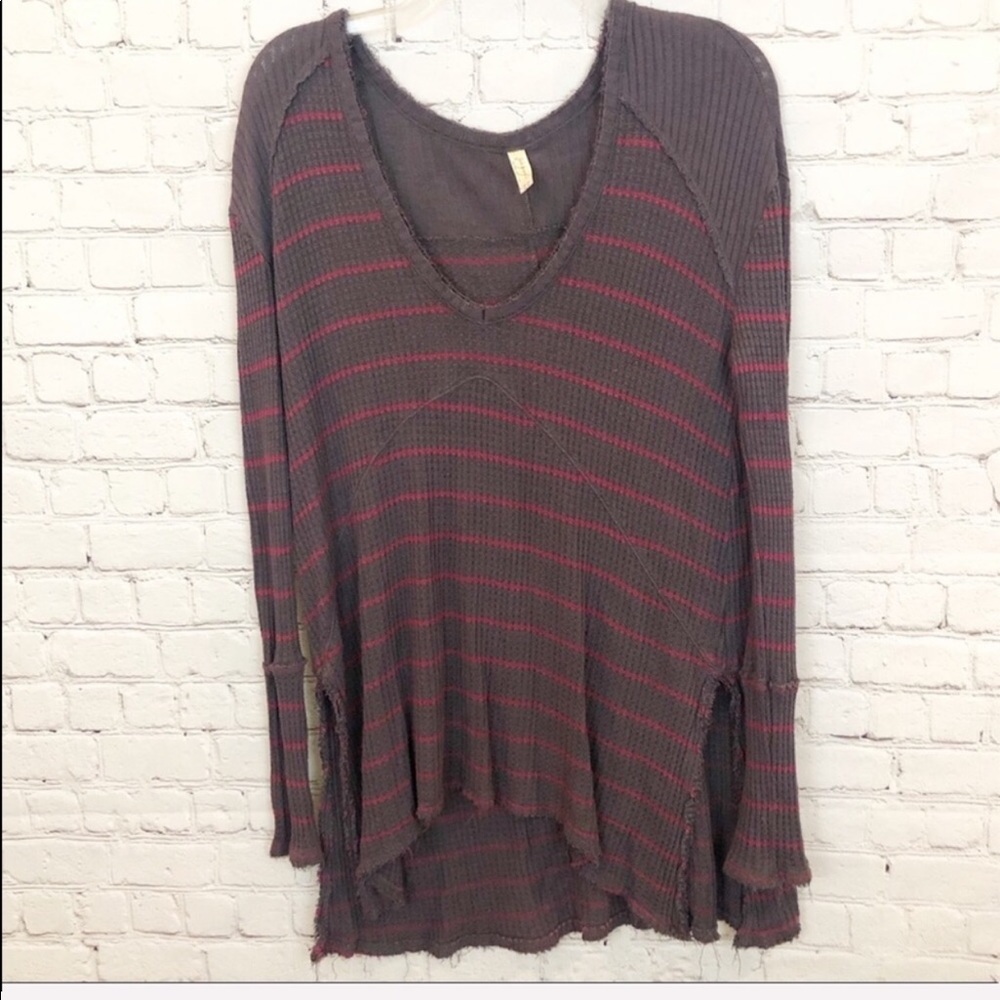 FREE PEOPLE / Striped Drippy Thermal tunic top - Picture 4 of 6